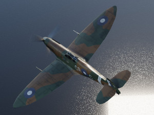Supermarine Spitfire lowpoly WW2 fighter Model 3D
