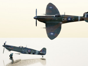 Supermarine Spitfire lowpoly WW2 fighter Model 3D