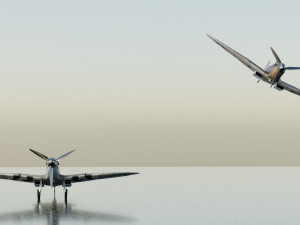 Supermarine Spitfire lowpoly WW2 fighter Model 3D
