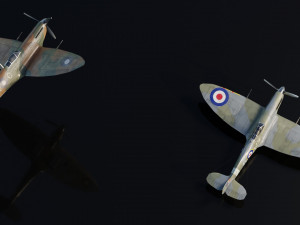 Supermarine Spitfire lowpoly WW2 fighter Model 3D