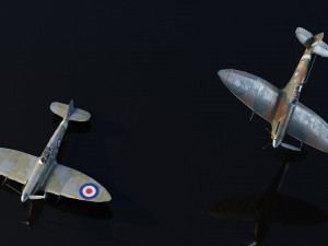 Supermarine Spitfire lowpoly WW2 fighter Model 3D
