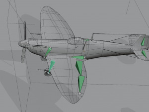 Supermarine Spitfire lowpoly WW2 fighter Model 3D