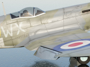 Supermarine Spitfire lowpoly WW2 fighter Model 3D