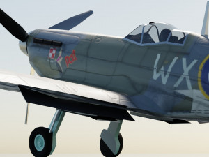 Supermarine Spitfire lowpoly WW2 fighter Model 3D