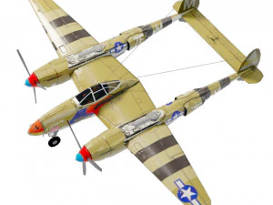 洛克希德 P-38 闪电低聚二战战斗机 3D 模型