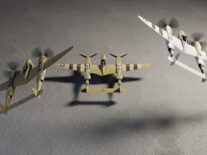 Lockheed P-38 Lightning lowpoly WW2 fighter Modelo 3D