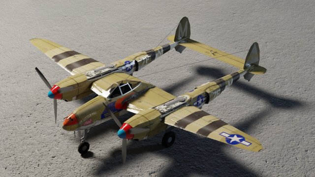 Lockheed P-38 Lightning lowpoly WW2 fighter 3Dモデル in 兵士 3DExport
