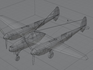 Lockheed P-38 Lightning lowpoly WW2 fighter Modelo 3D