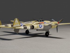Lockheed P-38 Lightning lowpoly WW2 fighter Modelo 3D