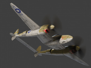 Lockheed P-38 Lightning lowpoly WW2 fighter Modelo 3D
