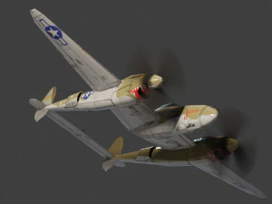 Lockheed P-38 Lightning lowpoly WW2 fighter 3D Model