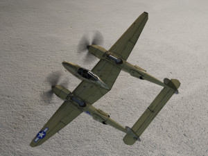 Lockheed P-38 Lightning lowpoly WW2 fighter Modelo 3D