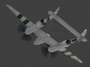 Lockheed P-38 Lightning lowpoly WW2 fighter Modelo 3D