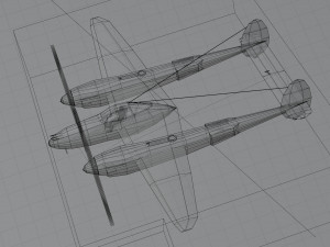 Lockheed P-38 Lightning lowpoly WW2 fighter Modelo 3D