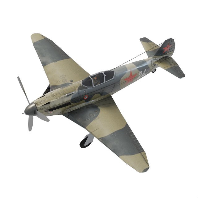 Yakovlev YAK-3 lowpoly WW2 fighter Model 3D .c4d .max .obj .3ds .fbx .stl .blend 