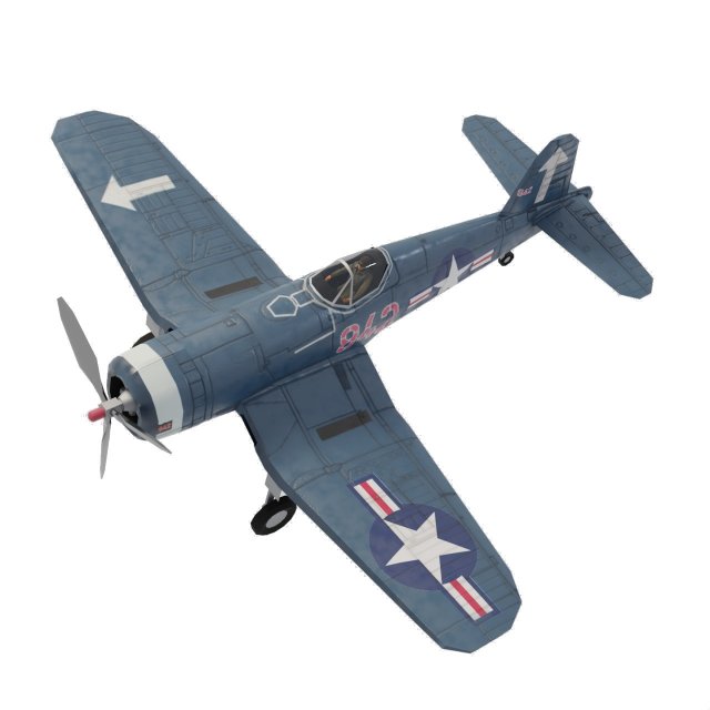 Vought F4U Corsair lowpoly WW2 fighter Modelo 3D .c4d .max .obj .3ds .fbx .stl .blend 