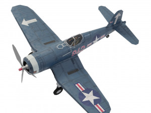 Vought F4U Corsair lowpoly WW2 fighter 3D Model