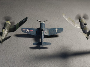 Vought F4U Corsair lowpoly WW2 fighter Modelo 3D