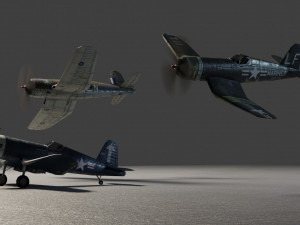 Vought F4U Corsair lowpoly WW2 fighter Modelo 3D