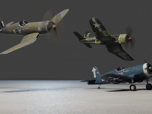 Vought F4U Corsair lowpoly WW2 fighter Modelo 3D