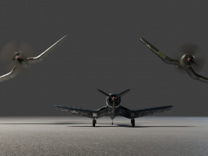 Vought F4U Corsair lowpoly WW2 fighter Modelo 3D