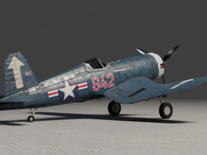 Vought F4U Corsair lowpoly WW2 fighter Modelo 3D