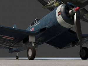 Vought F4U Corsair lowpoly WW2 fighter Modelo 3D