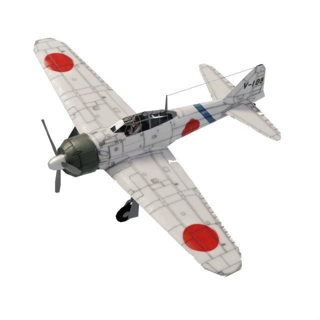 Mitsubishi A6M Zero lowpoly WW2 fighter 3D Model .c4d .max .obj .3ds .fbx .stl .blend 