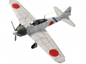 Mitsubishi A6M Zero lowpoly WW2 fighter 3D Model