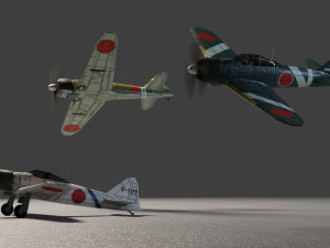 Mitsubishi A6M Zero lowpoly WW2 fighter 3D Model