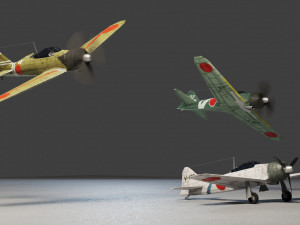 Mitsubishi A6M Zero lowpoly WW2 fighter 3D Model