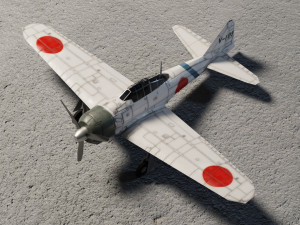 Mitsubishi A6M Zero lowpoly WW2 fighter 3D Model