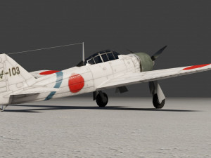 Mitsubishi A6M Zero lowpoly WW2 fighter 3D Model