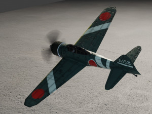 Mitsubishi A6M Zero lowpoly WW2 fighter 3D Model