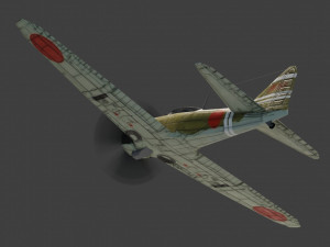 Mitsubishi A6M Zero lowpoly WW2 fighter 3D Model