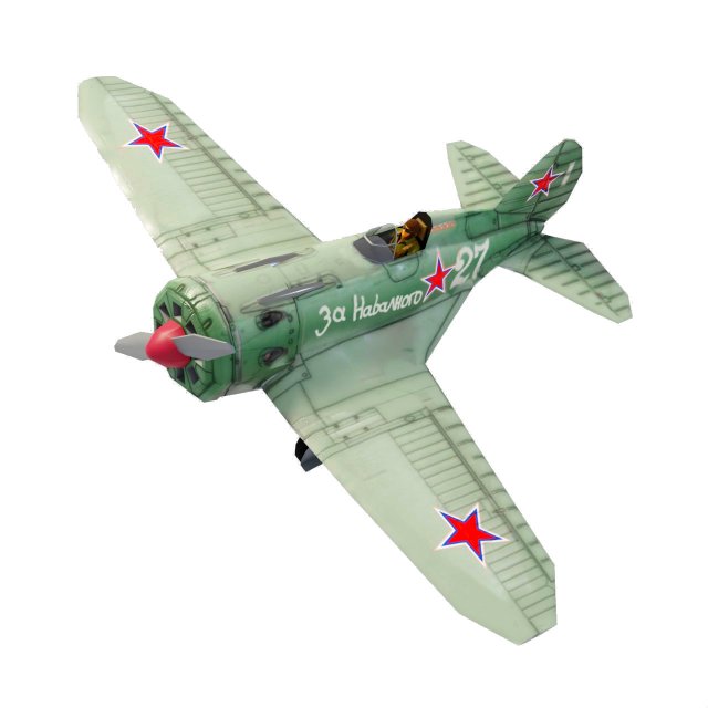 Polikarpov I-16 Donkey lowpoly WW2 fighter 3D 모델 .c4d .max .obj .3ds .fbx .stl .blend 