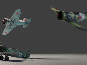 Polikarpov I-16 Donkey lowpoly WW2 fighter 3D 모델