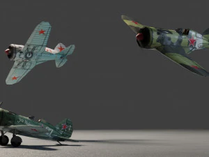 Polikarpov I-16 Donkey lowpoly combattente della Seconda Guerra Mondiale Modello 3D