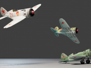Polikarpov I-16 Donkey lowpoly WW2 fighter 3D 모델