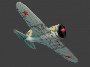 Polikarpov I-16 Donkey lowpoly WW2 fighter 3D 모델