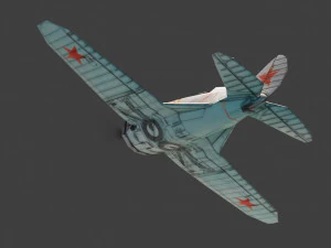 Polikarpov I-16 Donkey lowpoly combattente della Seconda Guerra Mondiale Modello 3D