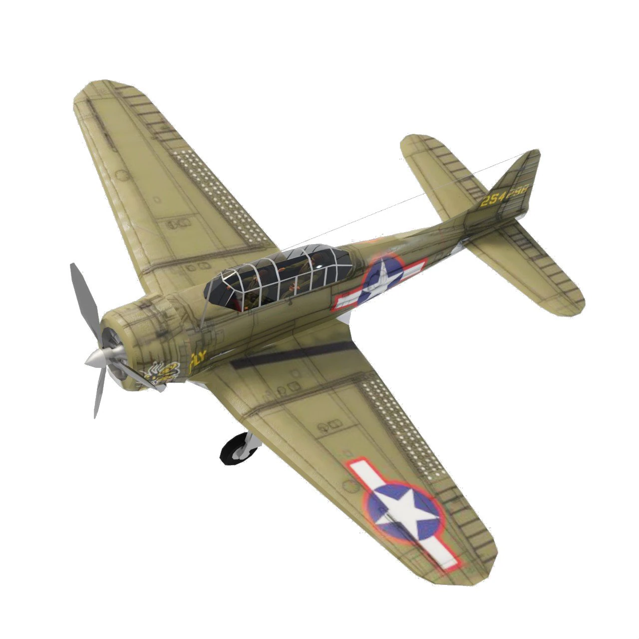 Douglas SBD Dauntless lowpoly WW2 bomber 3D Model .c4d .max .obj .3ds .fbx .stl .blend 