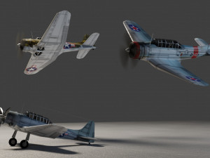 Douglas SBD Dauntless lowpoly WW2 bomber 3D-Modell