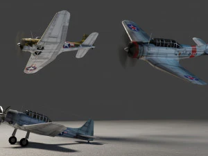 Douglas SBD Dauntless lowpoly WW2 bomber 3D Model