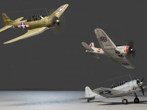 Douglas SBD Dauntless lowpoly WW2 bomber 3D Model