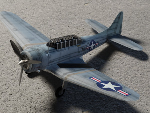 Douglas SBD Dauntless lowpoly WW2 bomber 3D-Modell