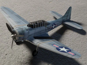 Douglas SBD Dauntless lowpoly WW2 bomber 3D Model