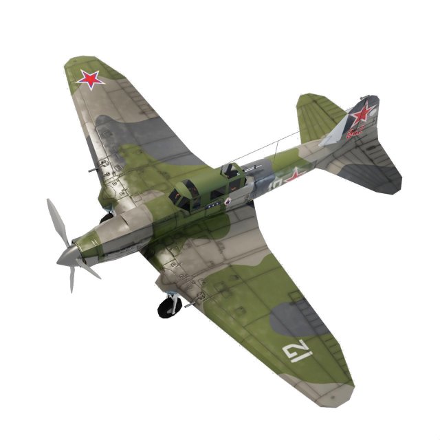 IL-2 Sturmovik lowpoly WW2 attack plane 3D 模型 .c4d .max .obj .3ds .fbx .stl .blend 