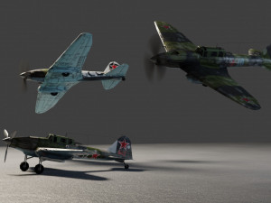 IL-2 Sturmovik lowpoly WW2 attack plane 3D 模型