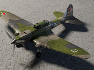 IL-2 Sturmovik lowpoly WW2 attack plane 3D 模型